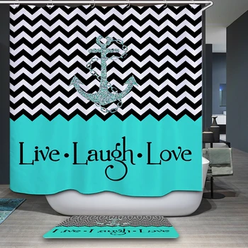 

Waterproof Mildewproof Polyester Shower Curtain Nautical Anchor / Vegetation Trees / geometry House Bathroom Decor With Hooks