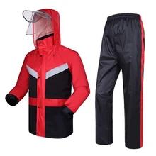 Новая мужская красная одежда для дождливой погоды водонепроницаемая куртка со штанами светоотражающий дождевик