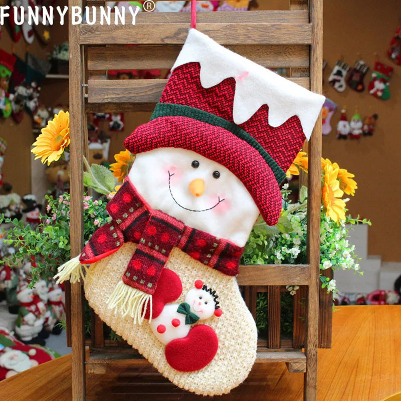 

FUNNYBUNNY Christmas Stockings Christmas Tree Ornament, Santa Claus Candy Bags Large Hanging Socks for Xmas Decoration