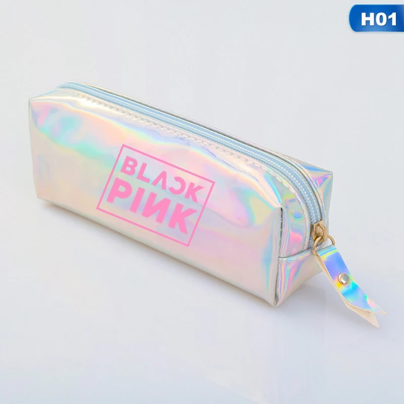 Kpop Blackpin красочный лазер прозрачный пенал для карандаша, ручки модный косметический макияж Сумка Карандаш сумка, школьные принадлежности - Цвет: H01