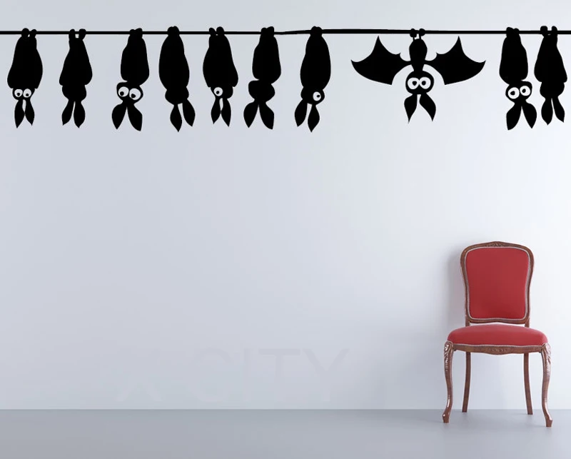 bats hanging comical vampire art decal sticker vinyl wall home holiday dorm bedroom decor 11 x 57 inches - Bat Decorations bats hanging comical vampire art decal sticker vinyl wall home holiday dorm bedroom decor 11 x 57 inches - Bat Decorations