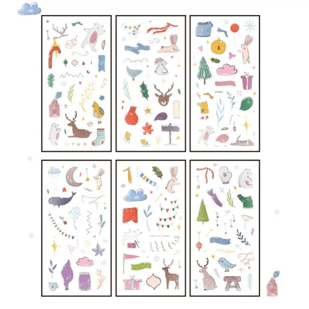 6 листов подарок для зимы Kawaii животное стикер для канцелярских товаров Милый Скрапбукинг альбом DIY этикетка школьные офисные принадлежности для мальчиков и девочек