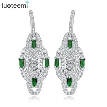 

LUOTEEMI Wholesale 2017 New Model Geometric Simulated Zircon Micro Setting Dangle Earrings For Women Luxury Jewelry