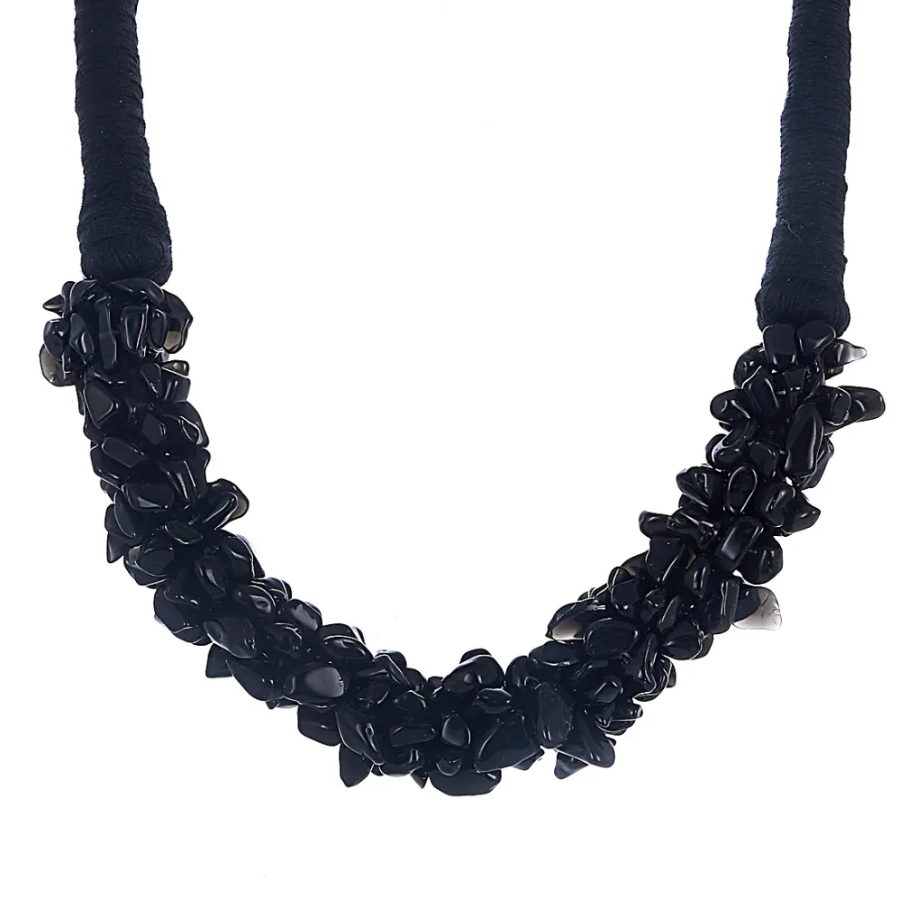 Handmade DIY Jewelry Black Natural Stone Geometric Necklaces Women Gems
