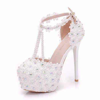

Elegant Bling Bling Crystal Ankle Strap Women Sandals White Wedding Shoes Bride Rhinestone Gladiator Sandals Shoes XY-A0252