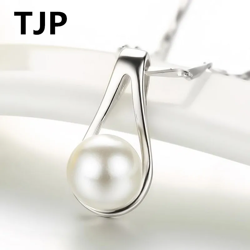 

TJP Popular 925 Sterling Silver Pendant Necklcae For Women Wedding Party Exquisite Female Girl Date Engagement Party Jewelry