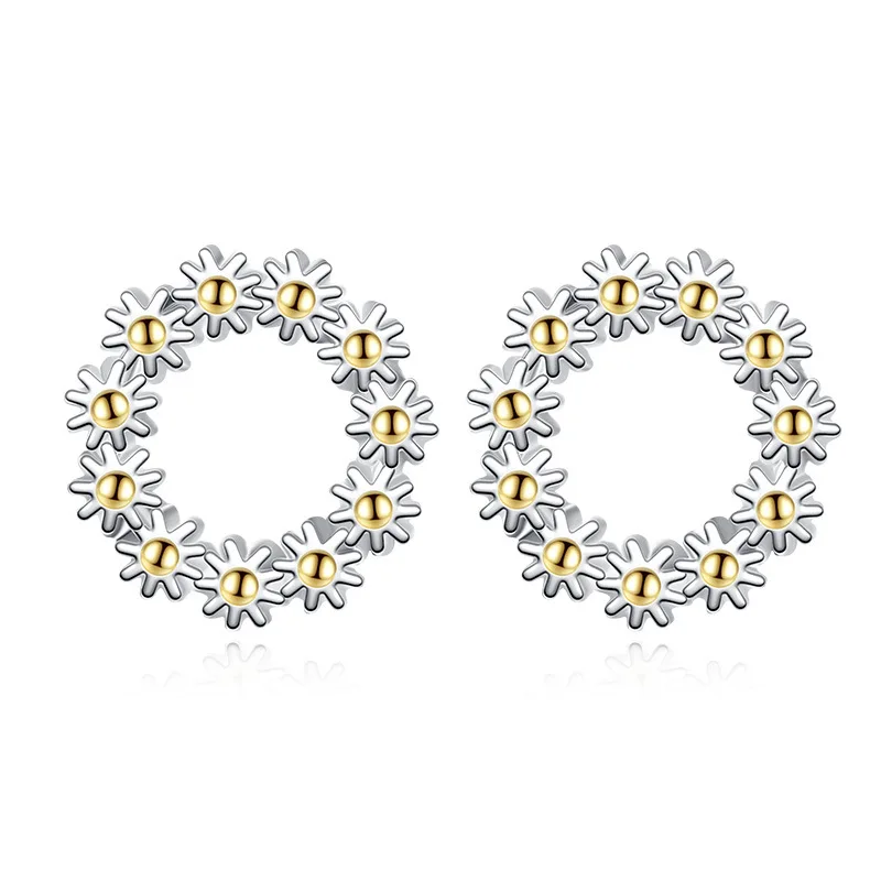 

Round Sun Flower Ear Stud Earrings