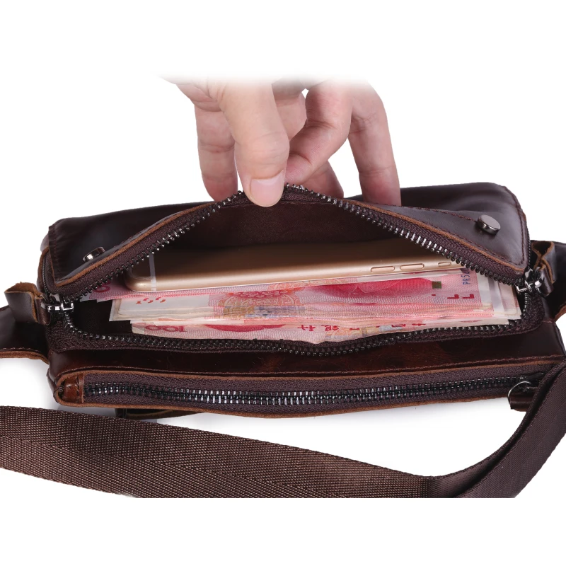 Сумка из натуральной кожи, кошелек для мобильного телефона, сумка через плечо, нагрудная сумка, Мужская винтажная сумка на пояс из воловьей кожи