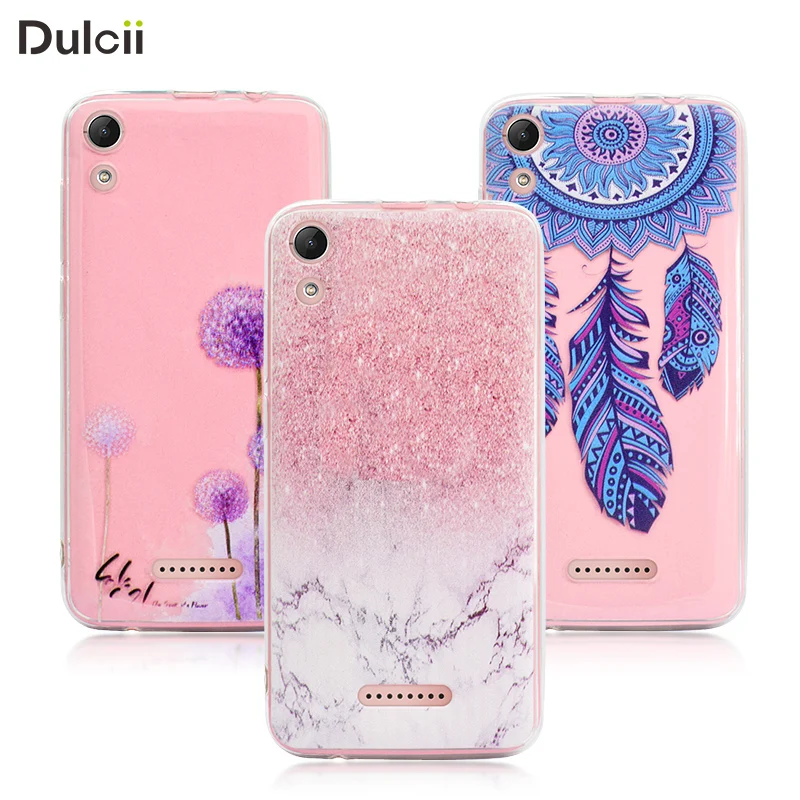 DULCII for Wiko Lenny 4 Smartphone Case Cover Pattern Printing TPU Soft Back Coque Capa Funda- Pink Marble |