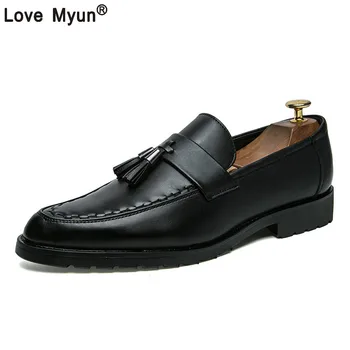 

tassel business men shoes leather elegant formal dress flats designer office footwear luxury brand oxford shoes for men