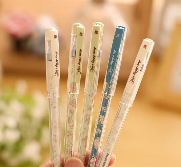 

6pcs Pastoral Floral Gel Pen stationery Caneta for kids writing gift School Office Supply Escolar Papelaria
