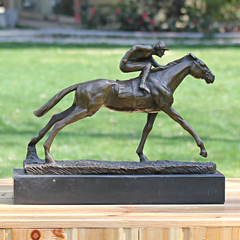 Jockey riding bronze statue crafts ornaments Home Furnishing Decor
