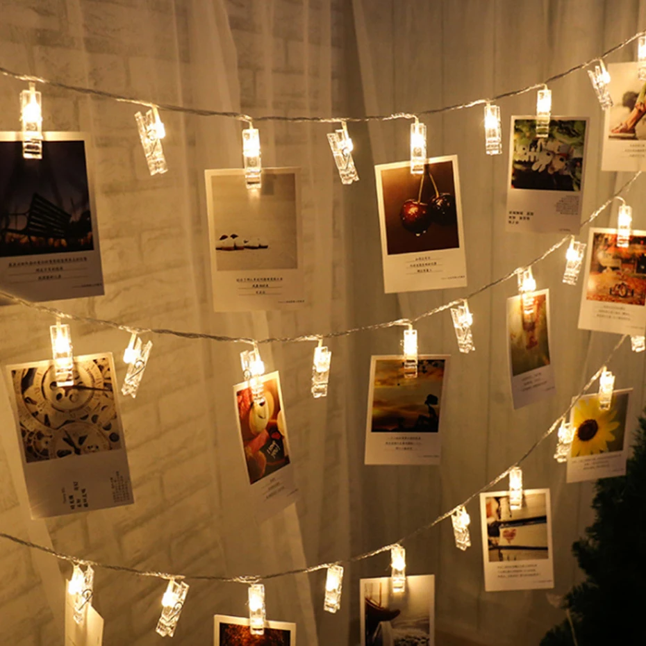 

String Light RGB Led Christmas Light Card Photo Clip Strip Lights Indoor Lighting 1m/2m/5m AA Battery RGB Warm White