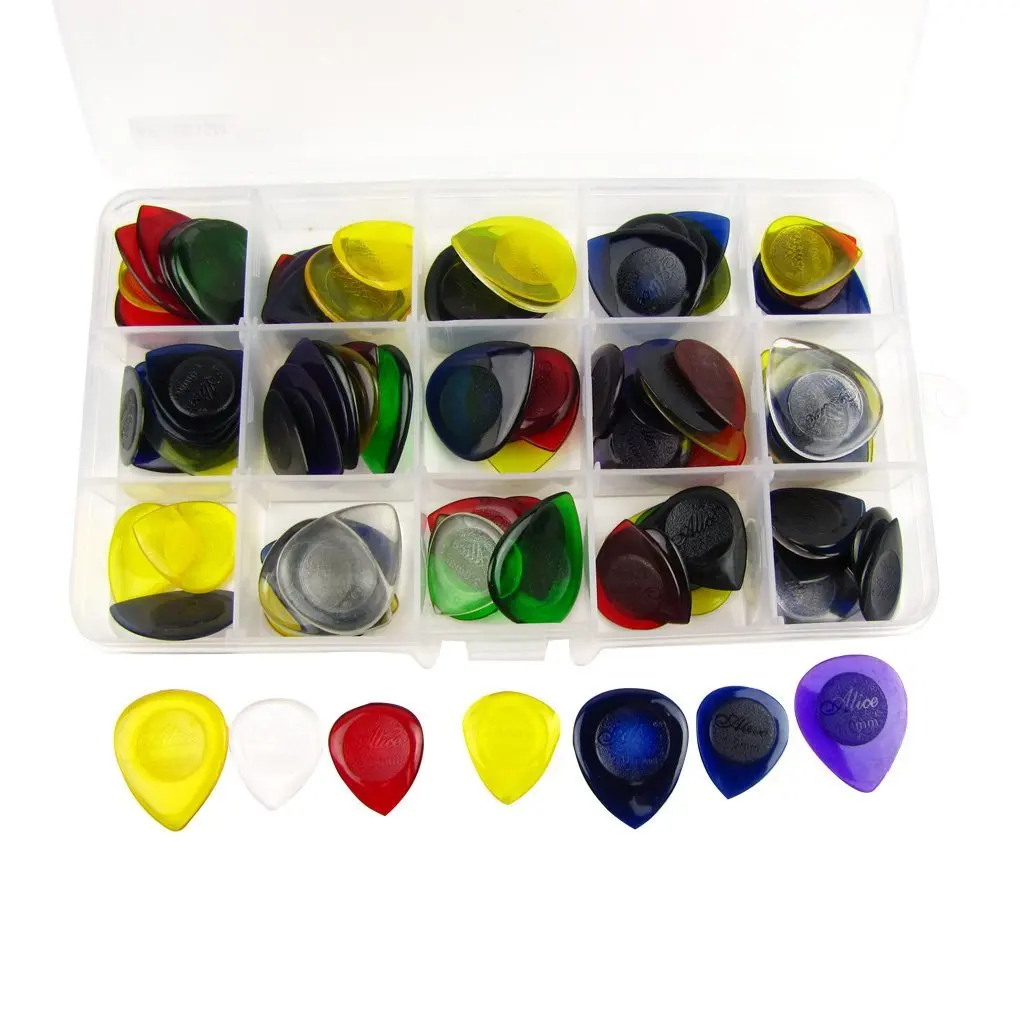 100pcs Guitar Bass Thick Picks 1 Box Plectrum Acoustic Electric 1.0mm3