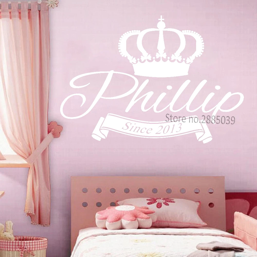 King Crown Name Wall Decal Monogram Boys Kids Wall Decal Vinyl Sticker Home Bedroom Wall Decor