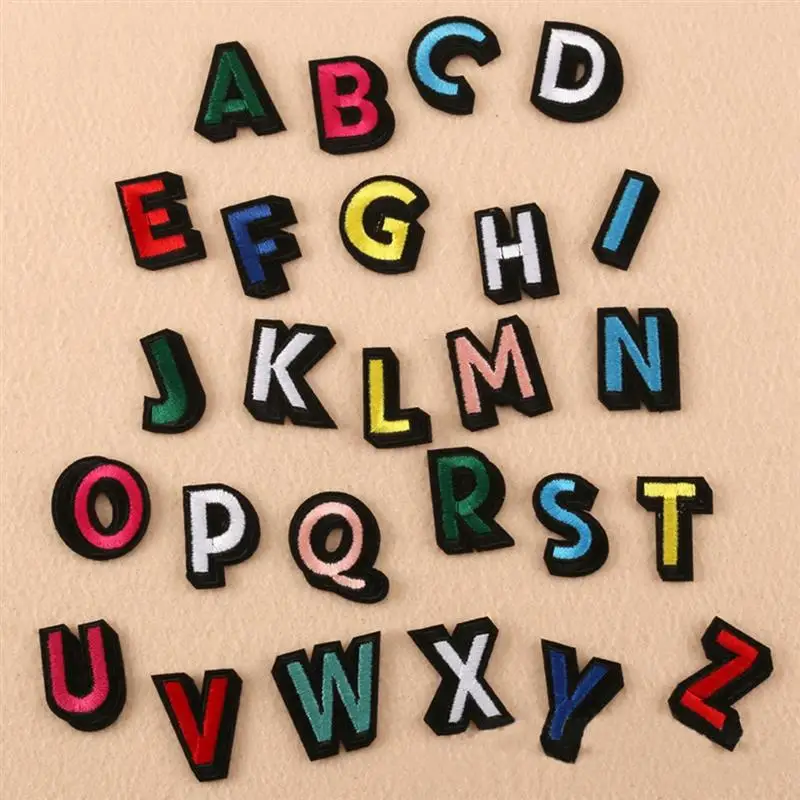 

26pcs/Set Embroidery Patches English Letters Pattern Iron On Fabric Stickers For Jeans T-Shirt Pants Decoration DIY Patchwork