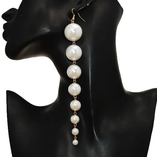 Новинка 2017 г. модные большие длинные серьги подвески с жемчугом 5 дюйма для женщин