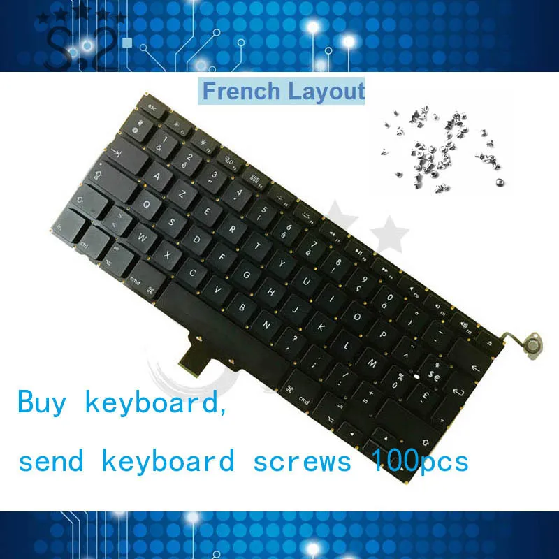 

A1278 French Spanish Russian Germany US UK Keyboard For Macbook Pro 13" 2009-2012 send keyboard screws MC700 MC724 MD313 MD314