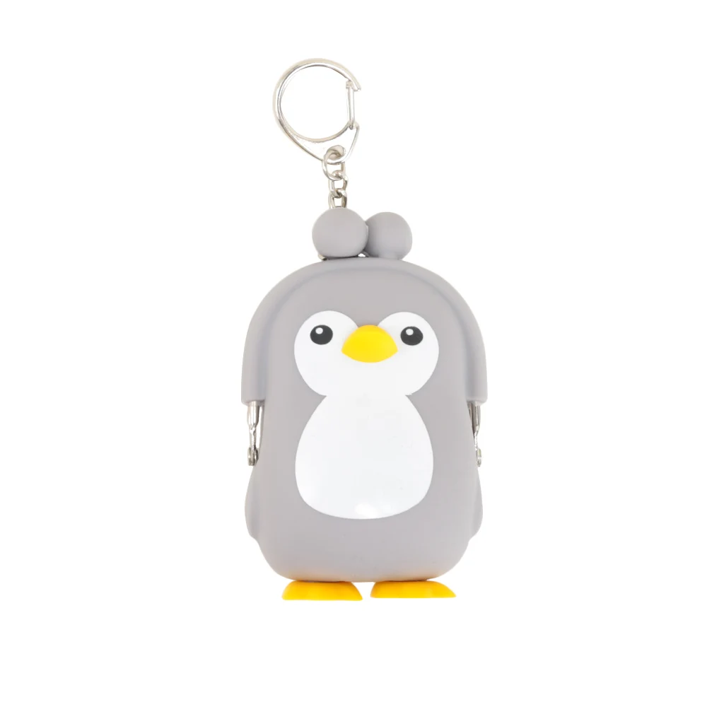 New Fashion 1PC Cute Silicone Cartoon Animal Penguin Women Girls 3D Wallet Purse Keys Coin Bag For Kids Gift 14* 7* 4cm - Цвет: grey