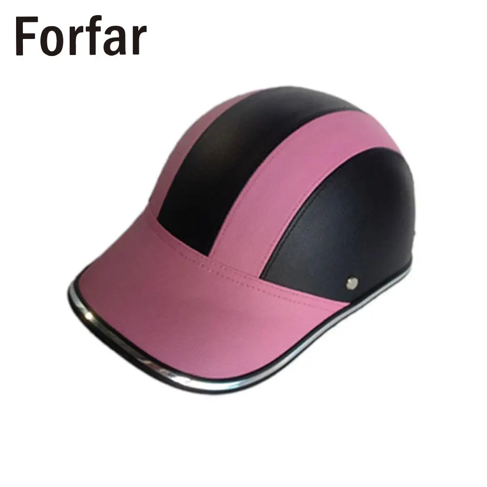 ABS+ PU шлем бейсболка для улицы Велоспорт Половина открытый лицо Универсальный защитный - Цвет: black and pink