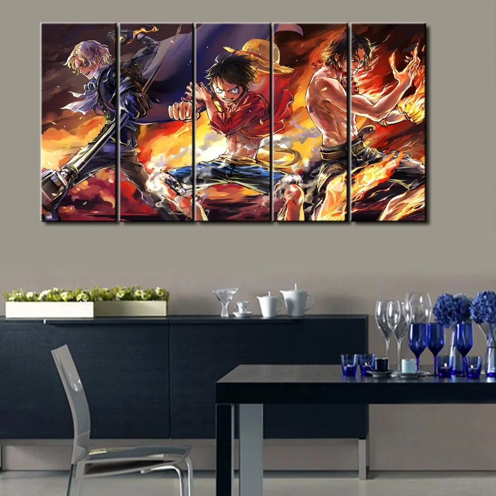 Hot Sel 5 Pcs Modern Decorative One Piece Cuadros Painting