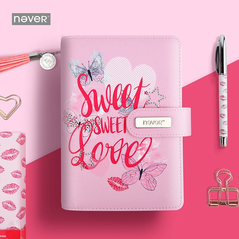 

NEVER Sweet pink diary A6 Spiral notebook agenda 2019 personal weekly planner Chancellory school supplies korean gift stationery