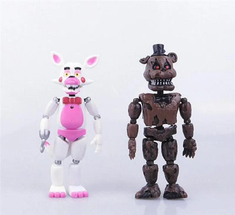 6 шт./компл. 14-17 см аниме игрушки FNAF «Five Nights At Freddy's», «пять ночей фигурку светодиодный светильник подвижные суставы Assemb светодиодный разборки детская игра Сделай Сам T