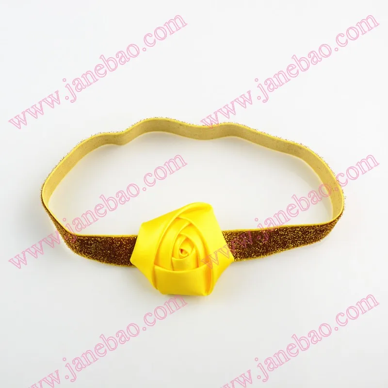 

free shipping 120pcs Rose flower headbands girls toddles headband Rolled Rose On glitter Headbands