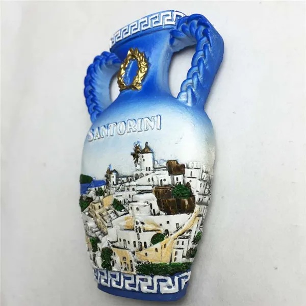 Greece Santorini Island Flower Vase Tourist Souvenir Fridge Magnets - 3