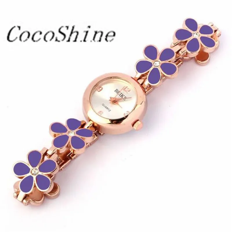 

CocoShine A-711 1PC Fashion Daisies Flower Rose Gold Bracelet Wrist Watch Women Girl wholesale Free shipping