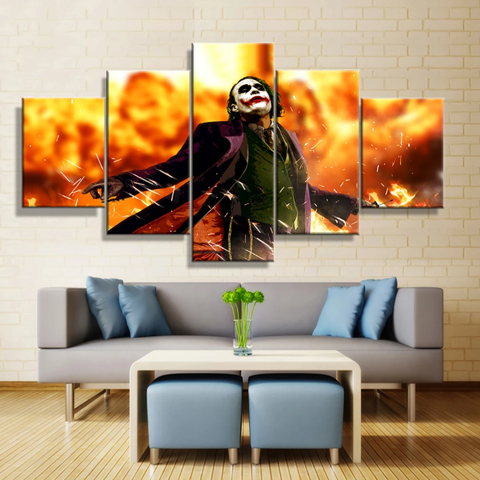 

Home Decoration Canvas Painting 5 Panel Movie Clown Prints Posters For Living Room Modular Pictures Wall Art Modern Framework