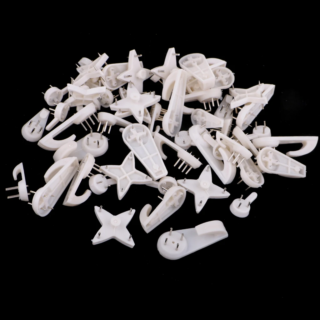 

Mixed Size Hardwall Hanger Multi-Purpose Utility Hook Wall Mount Non-mark Hooks for Wedding Picture Photo Frame Mirror (50hooks)