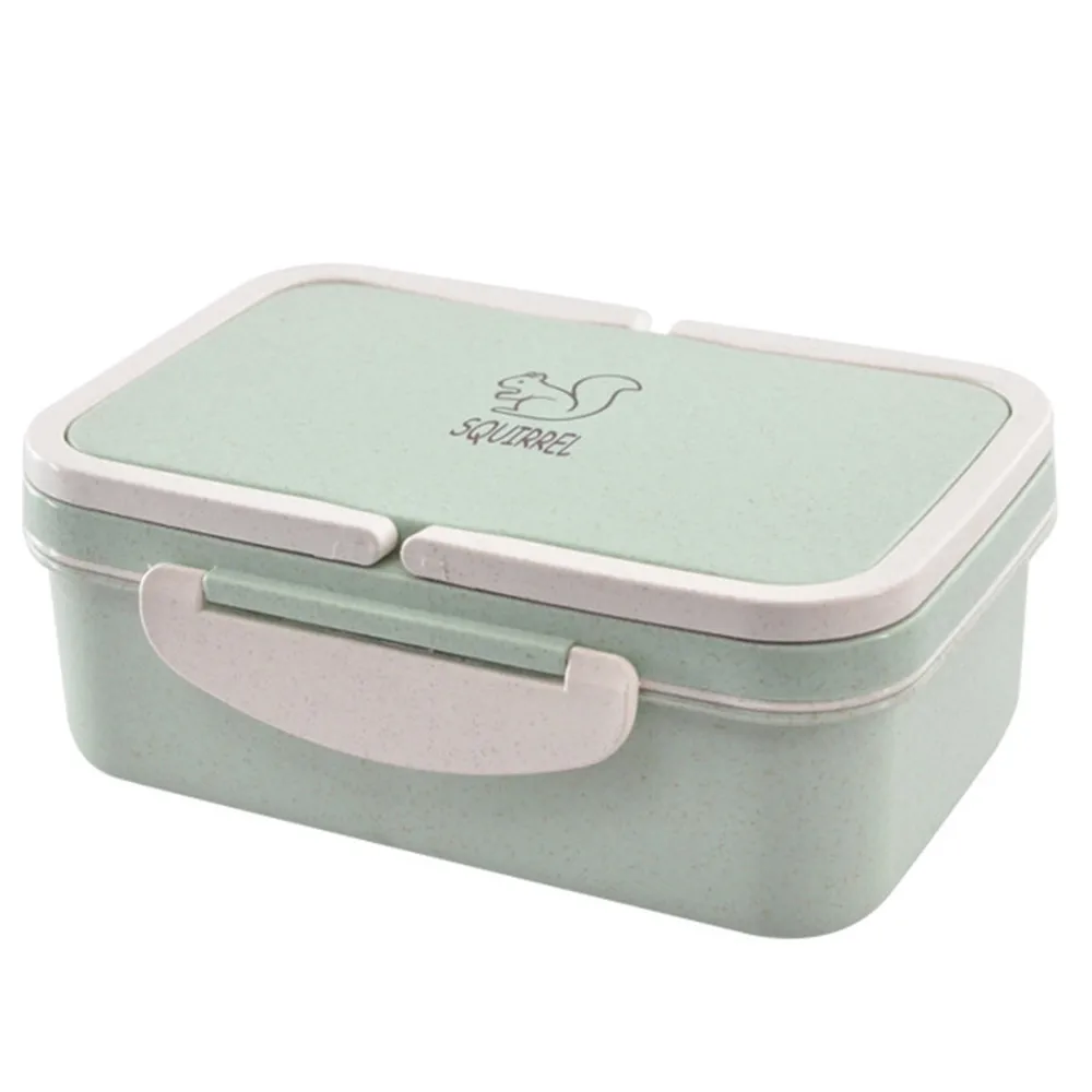 Ланч бокс портативный пшеничной соломы для пикника микроволновый контейнер для обеда бенто контейнер для хранения Горячая для детей школьная Кухня Аксессуары коробка для еды - Цвет: Green