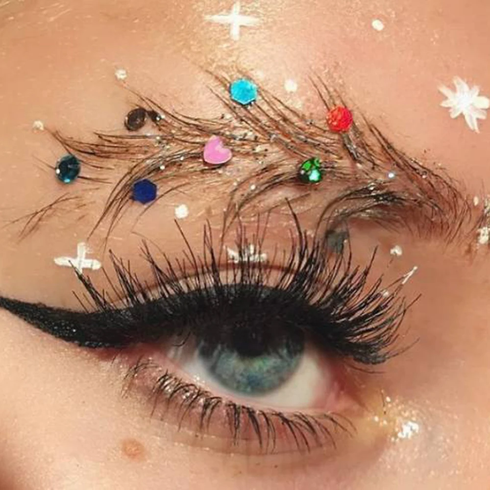 

1PC New DIY Eyebrow Adhesive Crystal Glitter Face Body Art Jewels Festival Party Eye Stickers Tattoo Makeup Xmas Decor