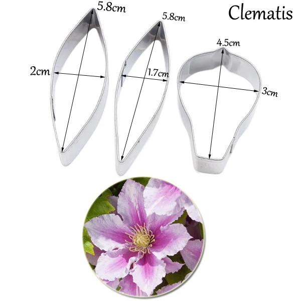 Clematis лепесток Veiner& Cutter силиконовая форма для помадки формы для украшения торта инструменты для шоколада Gumpaste, сахарная форма CS282