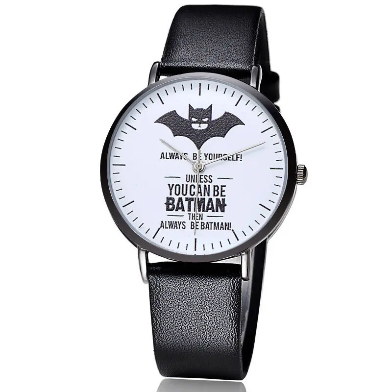 BAOSAILI Новый Личность Бэтмен Супермен Водонепроницаемый кварцевые часы простой кожаный ремешок женские часы любителей смотреть студент