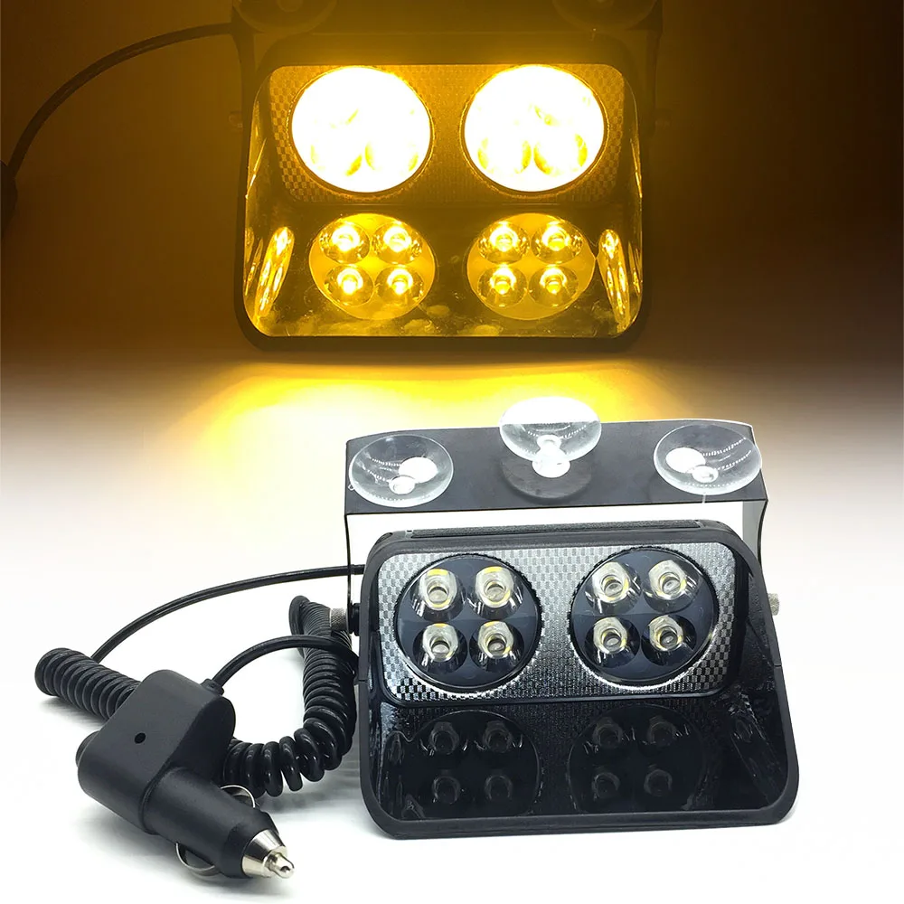24W 8 LED Car Strobe Light S8 Viper Car Windshield Flash Signal Emergency Fireman Police Beacon