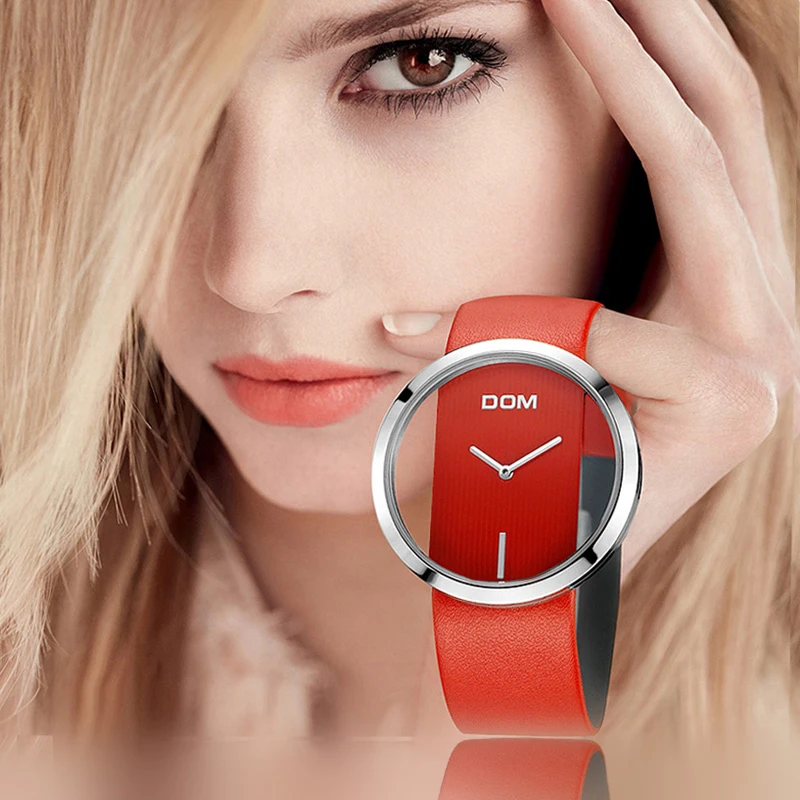 DOM часы женские роскошные модные повседневные 30 м водонепроницаемые кварцевые часы из натуральной кожи с ремешком спортивные женские элегантные наручные часы для девушек
