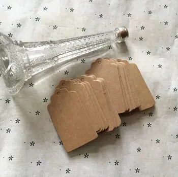 

4 * 8 cm Retro brown square blank kraft paper tags jewelry price tags card tags with Hemp rope 500 pcs/lot