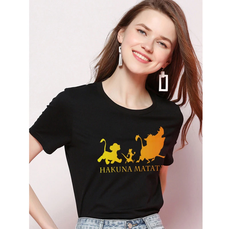

Funny Hakuna Matata T shirt Women Cotton 2019 Harajuku Aesthetics Plus Size Tshirt Sexy Short Sleeve Tops Tees Female Streetwear