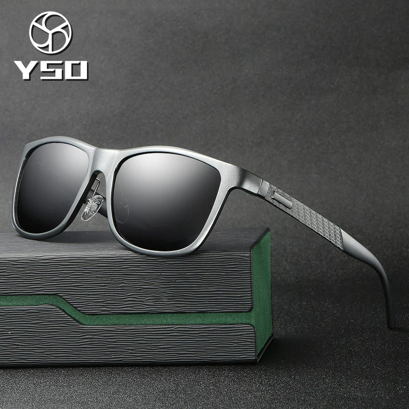 

YSO Sunglasses Men Polarized UV400 Aluminium Magnesium Frame HD Lens Sun Glasses Driving Glasses Square Accessories For Men 8587