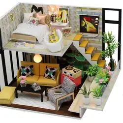 Ручной сделай сам дом игрушка сборки строительные модель миниатюрный кукольный домик ремесел окно головоломки собрать кукольный домик