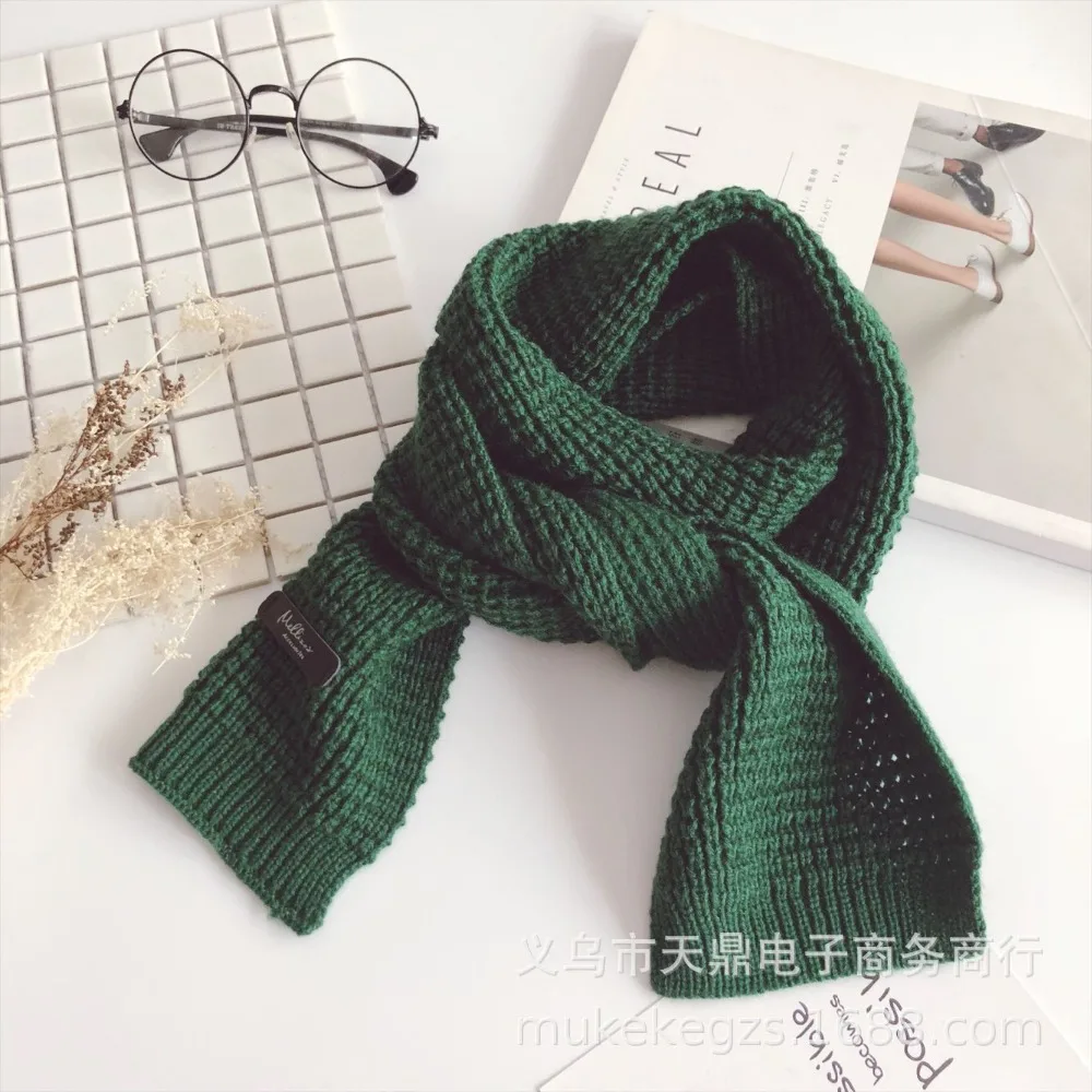 Autumn Winter Designer Brand Kids Scarf Red Green Knit Warm Scarves Soft Skin Long Muffler Children's Scarf Collar Boy & Girl