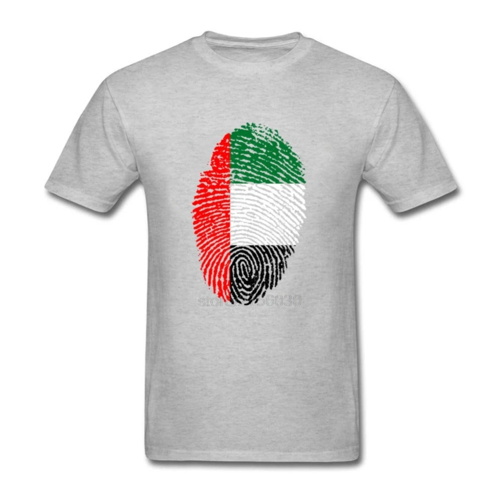 Man Short Sleeved T Shirts UAE United Arab Emirates Flag Fingerprint T