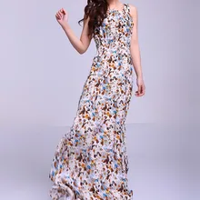 Vintage fashion national trend print o-neck slim long design expansion medium-long bottom one-piece dress beach dress