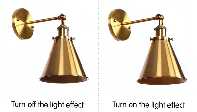 Лофт Стиль бронза Утюг бра Эдисон промышленного Винтаж светодиодный настенный светильник простой настройки прикроватные бра Освещение в