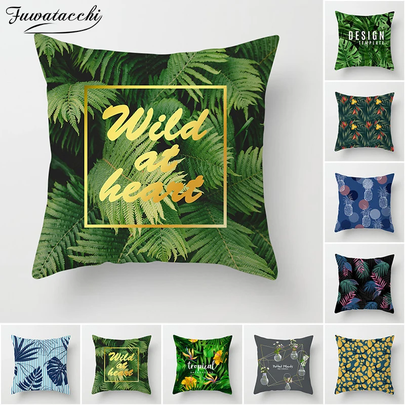 

Fuwatacchi Tropical Decorative Print Cactus Cushion Cover Flower Pineapple Plant Home Decor Pillows Case Chair Pillow Cover