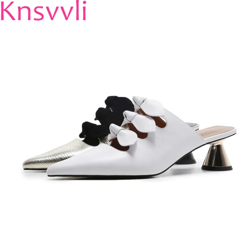 

Knsvvli Fur around Flat Heel Slippers Women Velvet Pointed Toe Embroidery Sequins Fashion Women Slides Mules Slipper Shoes