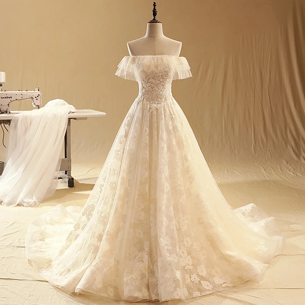 Vestidos De Novia Винтаж 2019 новый список Лодка шеи короткий рукав Бисер Аппликации Кружева свадебное Свадебные платья из Китая Mariage