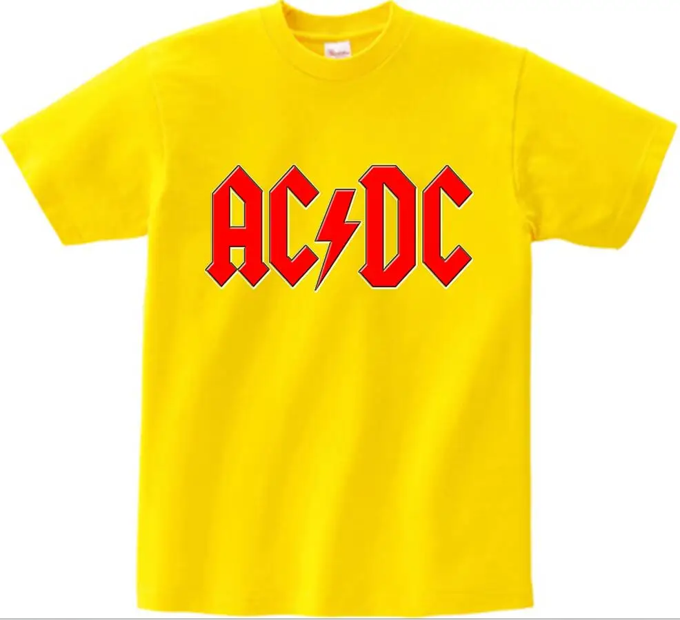 yellow childreTshirt Футболка ACDC рок для мальчиков и девочек Лето года, детские модные повседневные топы, детская забавная футболка одежда для маленьких девочек NN - Цвет: yellow childreTshirt